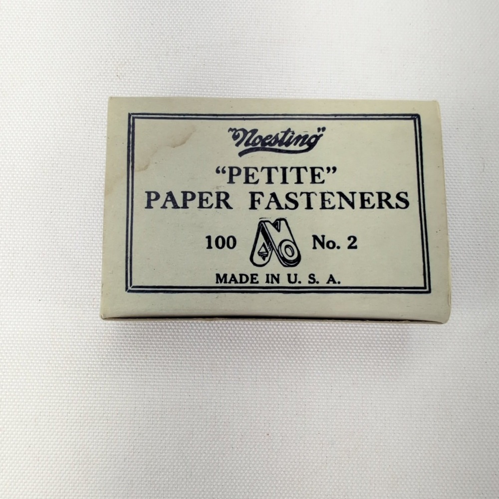 Noesting Paper Fasteners Gold Vintage Petite No. 2 Brass Tone 100 Count Box